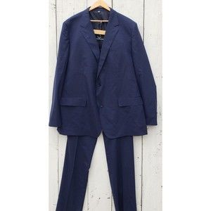 Bonobos Navy Blue Check Wool SUIT Men's Blazer Jacket 54L / 50 Pants Standard